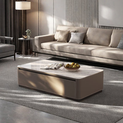 Italian saddle leather simple coffee table