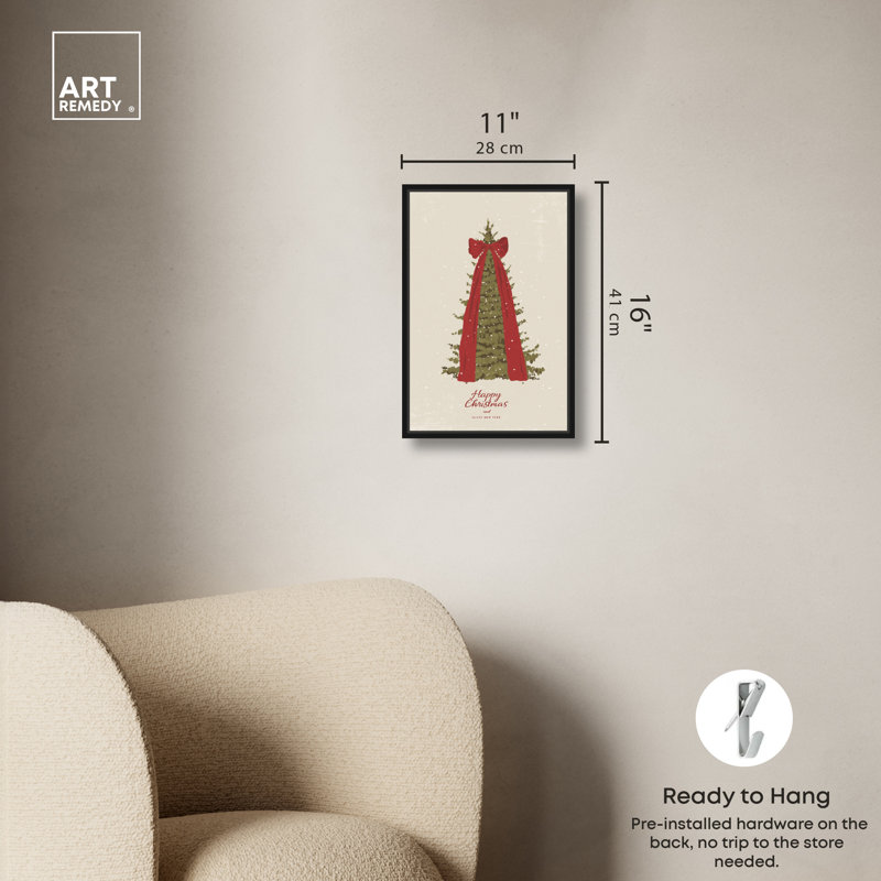 «Big Bow Xmas» par The Holiday Aisle®, Cadre noir, H 16 po x l 11 po x P 1,8 po