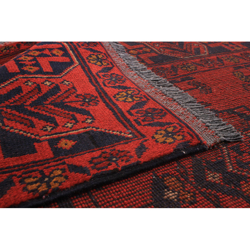 Tapis de zone en laine rouge 3 pi 2 po x 4 pi 10 po à main one-of-kind-noué la 2010 esari turque Alarick