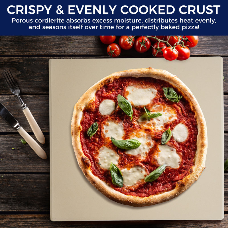 CHEFSPOT 12" Square Cordierite Pizza Stone for Grill and Oven