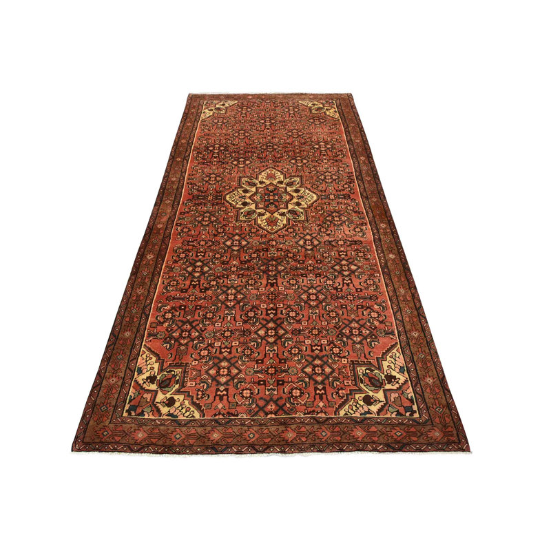 Tapis rouge en laine des années 70 5 pi 7 po x 10 pi 5 po Moksha