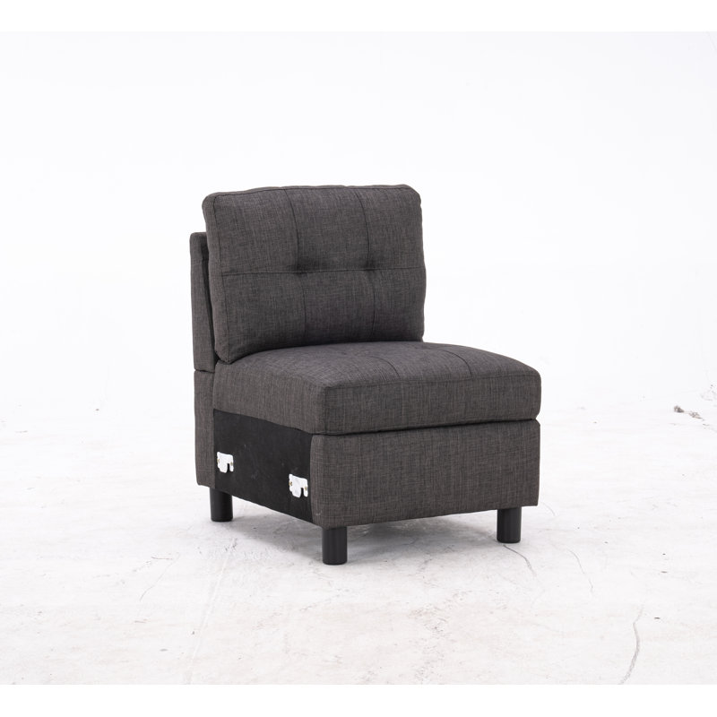 Alexent Upholstered Ottoman, Dark Gray Polyester Blend