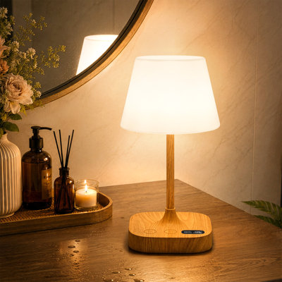 Lampe de douche Spa-Like - lampe de salle de bain étanche IP65, lampe de table rechargeable sans fil 4000 mAh avec 3 modes de couleur et gradation continue, commande tactile et lumière de table de chevet portable à DEL pour la chambre à coucher, la salle de bain, le bureau, l'extérieur
