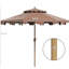 Parasol de patio de 9 pi avec housse à volants à double plateau - inclinaison à bouton-poussoir et manivelle pour contentement d'extérieur brun par manivelle, jardin, terrasse, piscine