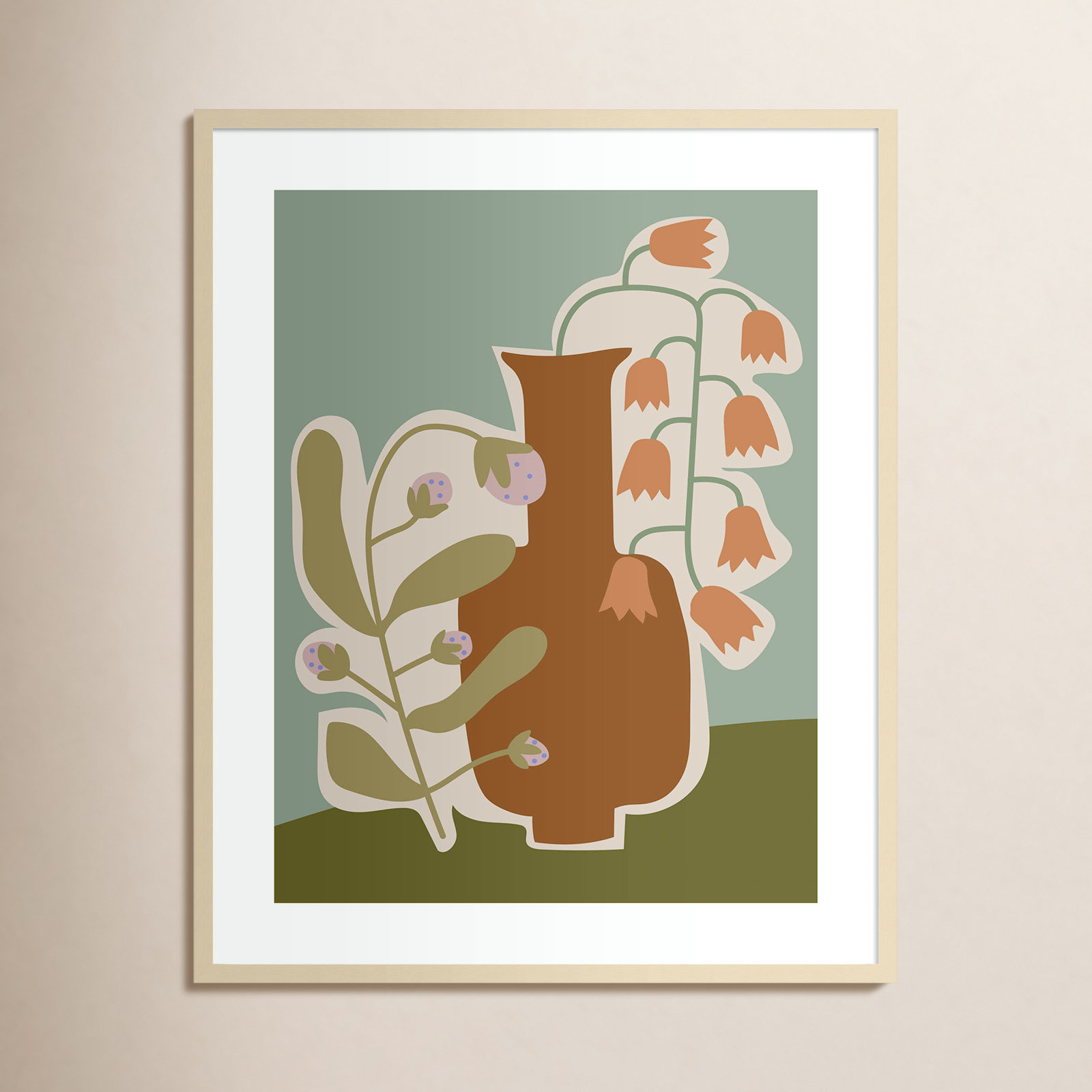 Expressive Abstract House Plant Print, Brown, 41" H x 33" W x 1" D