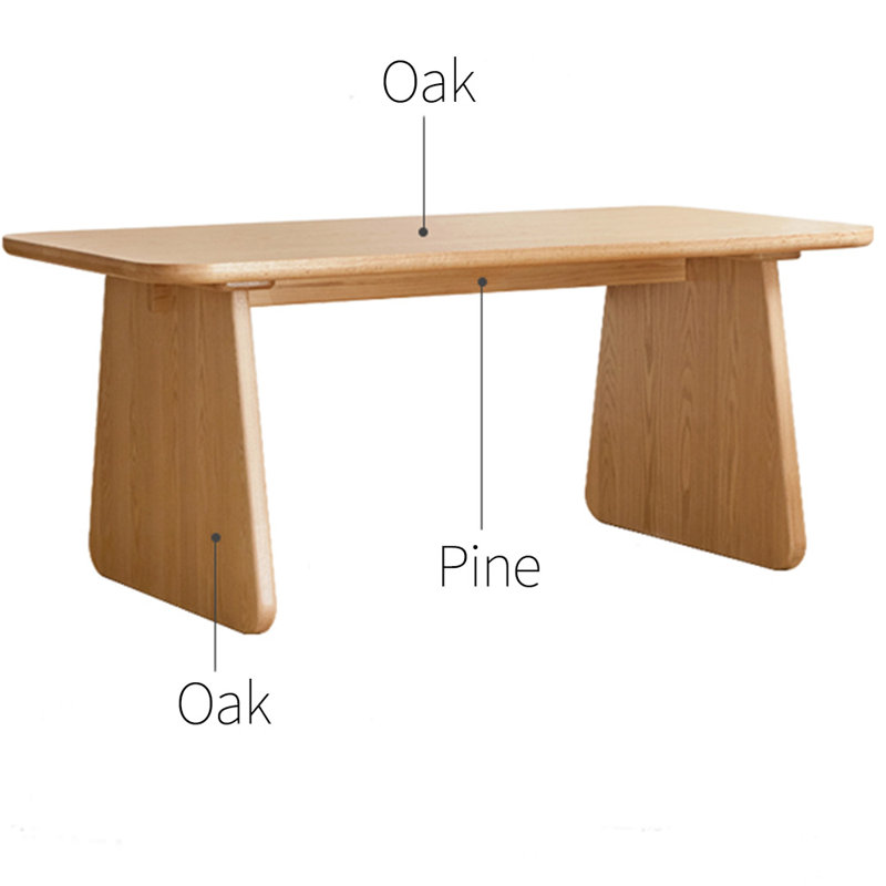Table de salle à manger en chêne massif, H 29,53 po x L 70,87 po x l 35,43 po