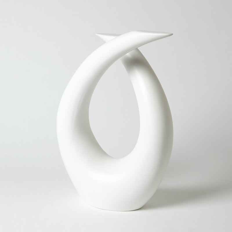 Matte White Ceramic Abstract Loop Sculpture