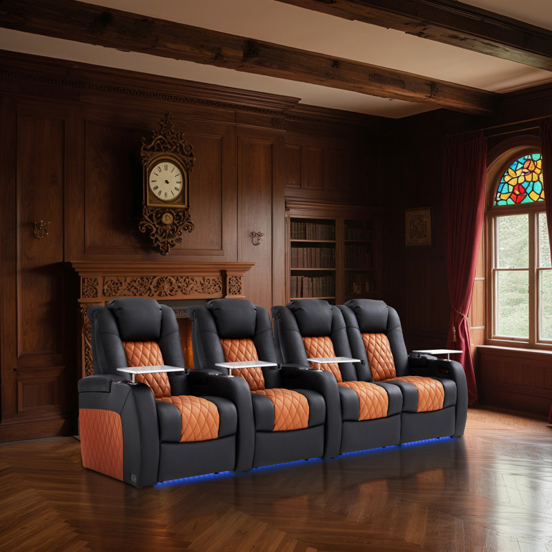 Canapé électrique Fauteuil inclinable électrique Zero Gravity, Noir / chameau, H 42,5 po x l 116 po x P 40 po, 4