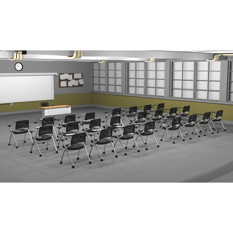 Novelty 25 Person Flip Top 22'' L Modular Training Table And Chair Set and Chair Set with Casters and Modesty Panel