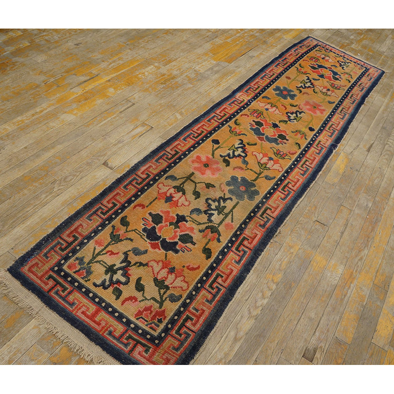 Antique Tibetan Chinese Geometric Knotted Rug