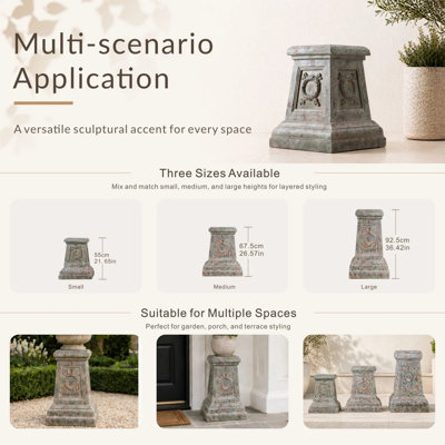 Grand piédestal de jardin décoratif, socle ornemental pour décoration intérieure et extérieure