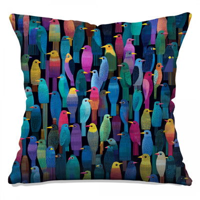 Colorful Birds Throw Pillow, Animals Double Sided Pillows