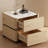 Modern Luxury Saddle Leather Double-Drawer Nightstand, Italian Minimalist Bedroom Storage Side Cabinet 