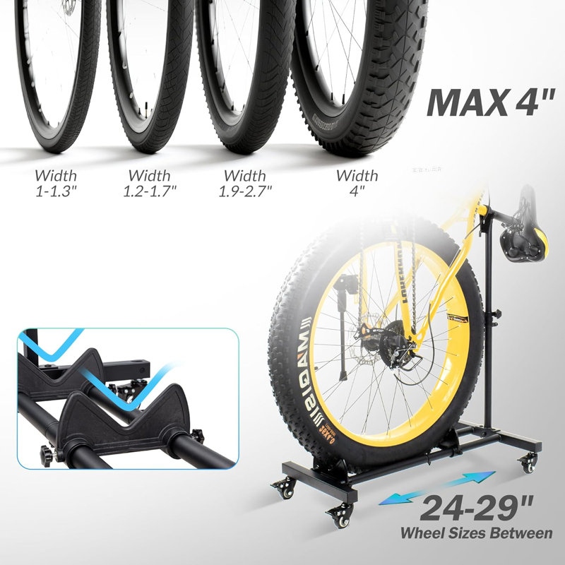 Aage Vertical Rolling Adjustable Bike Stand, Space-Saving Indoor Storage, 1 Pack