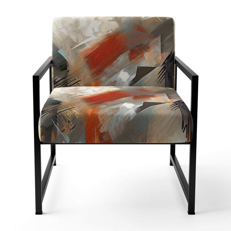 Chaise d'appoint rembourrée orange Abstract IV, Noir