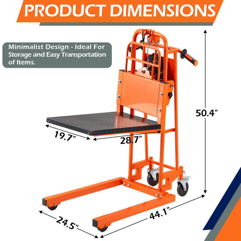 500 Lbs Capacity Material Lift Winch Stacker