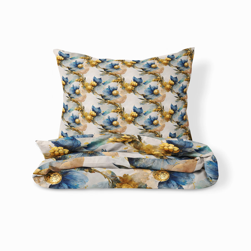 Floral Duvet Cover, King Duvet Cover + 2 King Shams