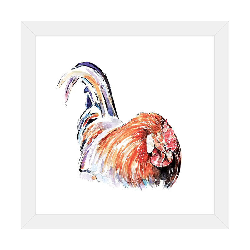 " Rooster " by EdsWatercolours, White Paper, White, 24'' H x 24'' W x 1'' D