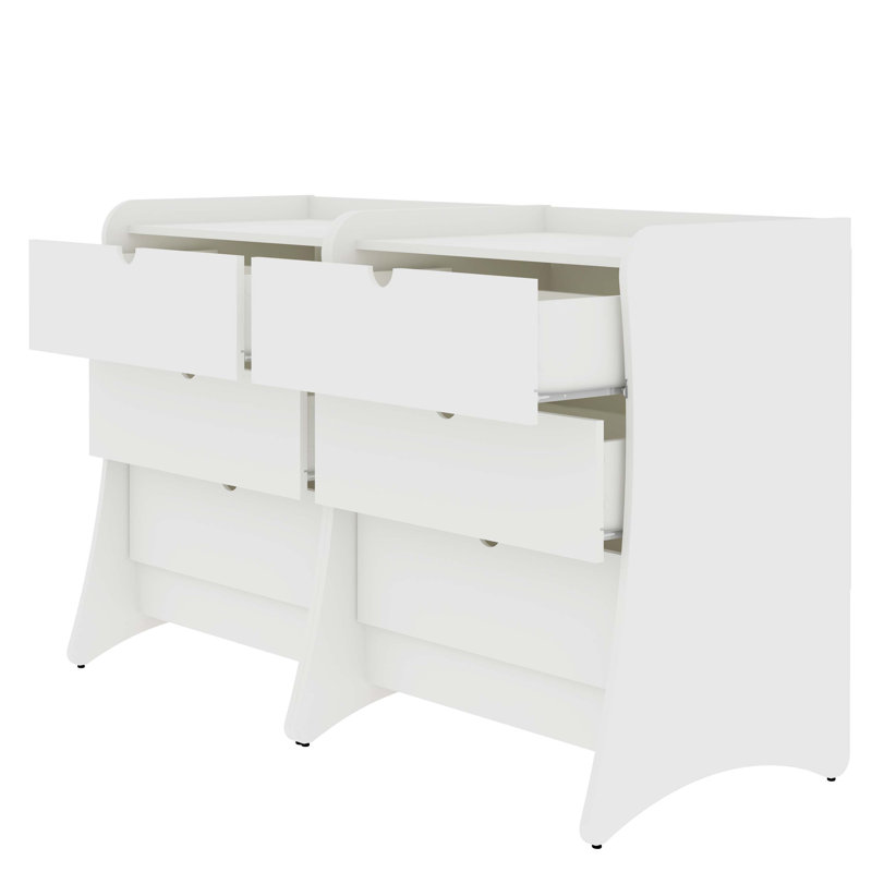 Commode de style moderne Mid-Century 28 po avec 3 tiroirs Coney, Blanc