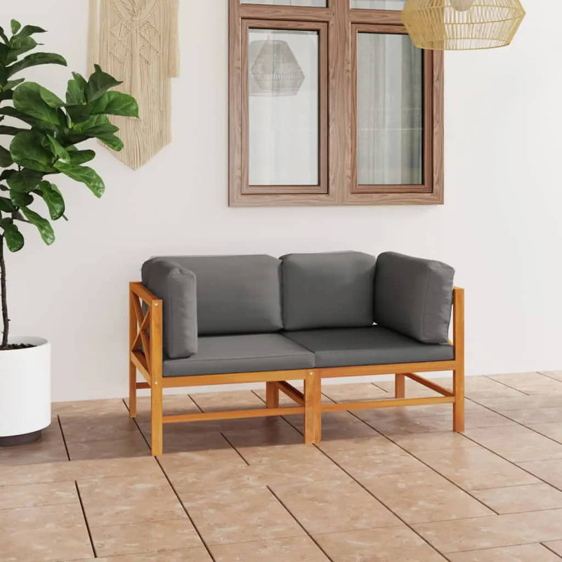Ensemble de conversation avec canapé 5 pièces Lakethia, 2-Seater, Gris