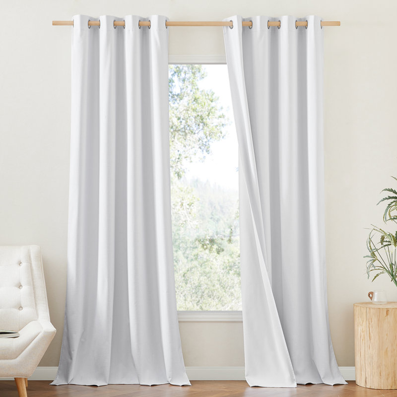 100% Blackout Curtains Linen Texture Thermal Insulated Noise Reducing Grommet Drapes for Bedroom & Living room, 2 Panels