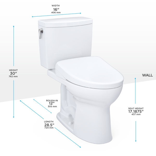 Convenient Height Extra Tall Toilets Pearl White Dual Flush Elongated Tall  Height 2-piece Soft Close Toilet 12-in Rough-In 1.28-GPF in the Toilets  department at