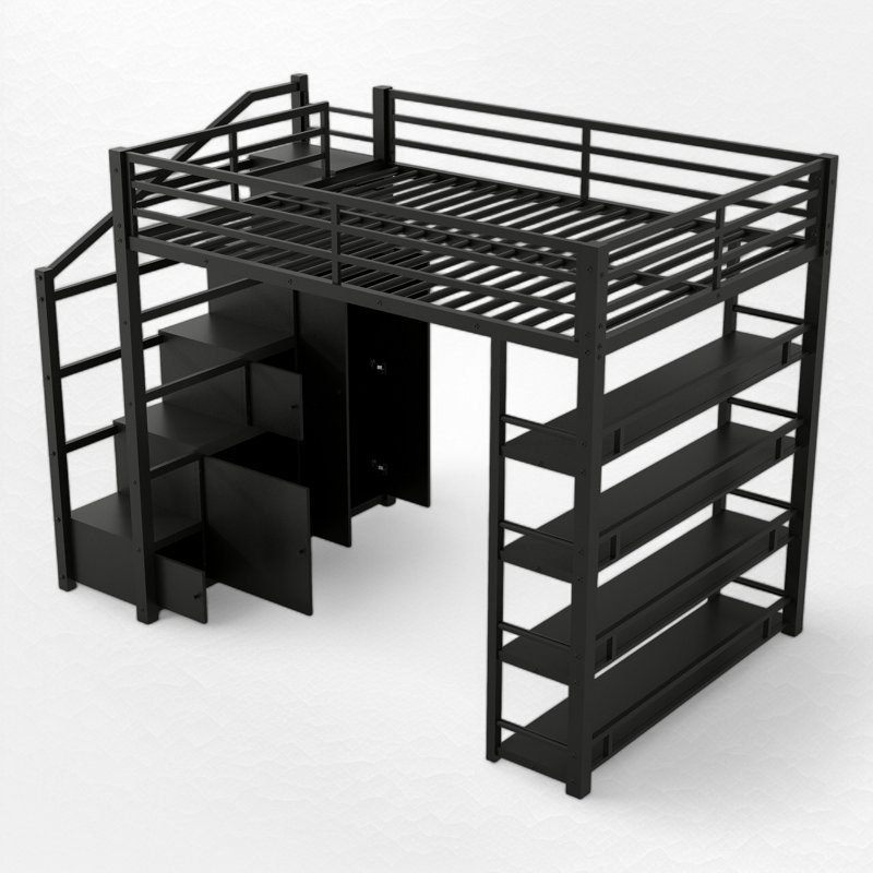 Full Metal Loft Bed With Storage