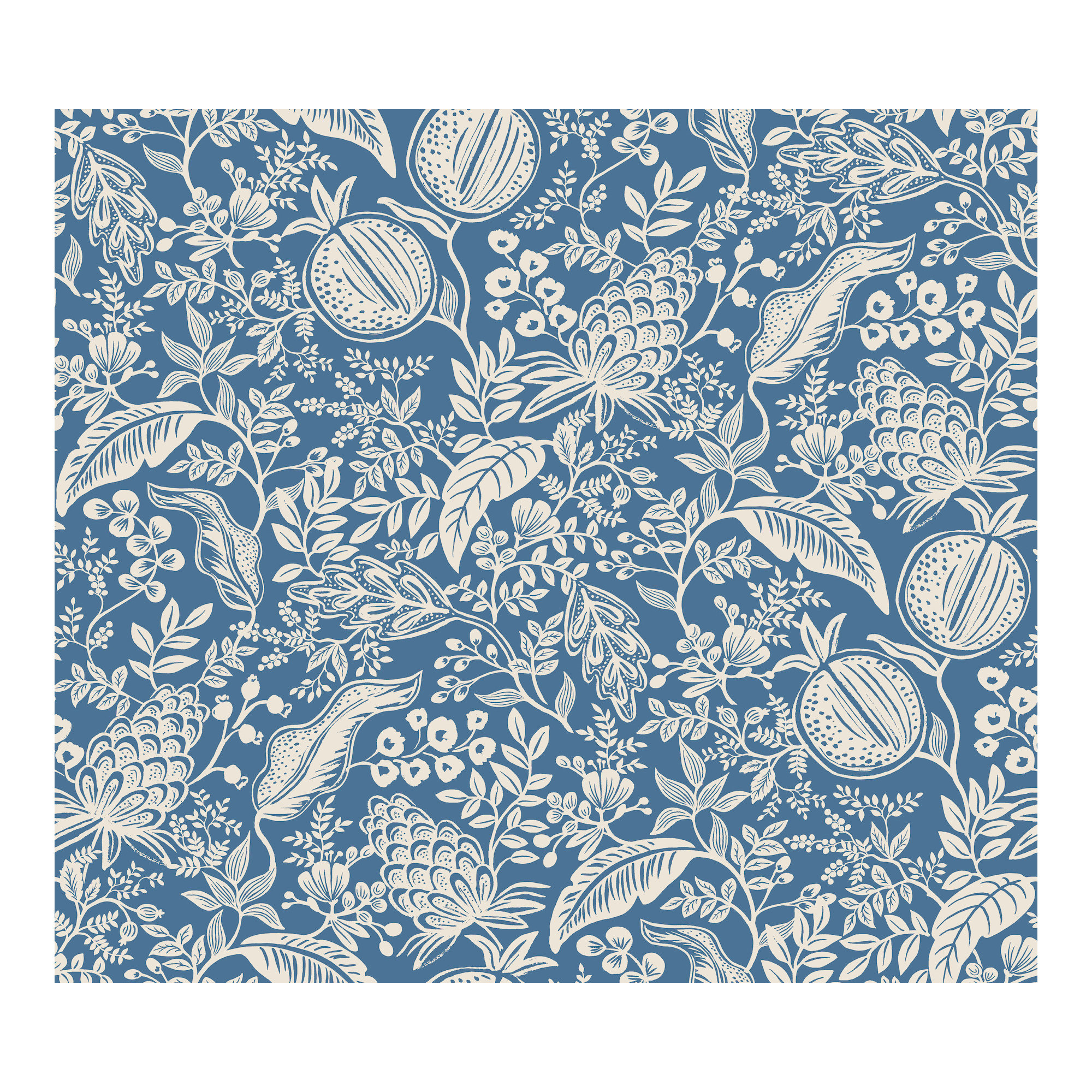 Pomegranate White Peel and Stick Wallpaper, Blue