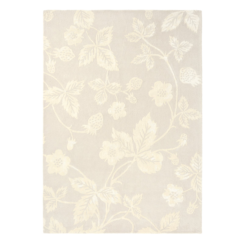 Hand Tufted Floral Area Rug in Cream/Beige, Rectangle 6'7" x 9'2"