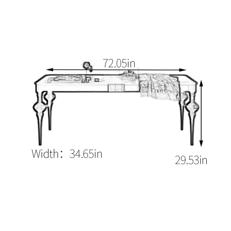 Table de salle à manger Vintage, H 29,53 po x L 72,05 po x l 34,65 po, Brun/vert