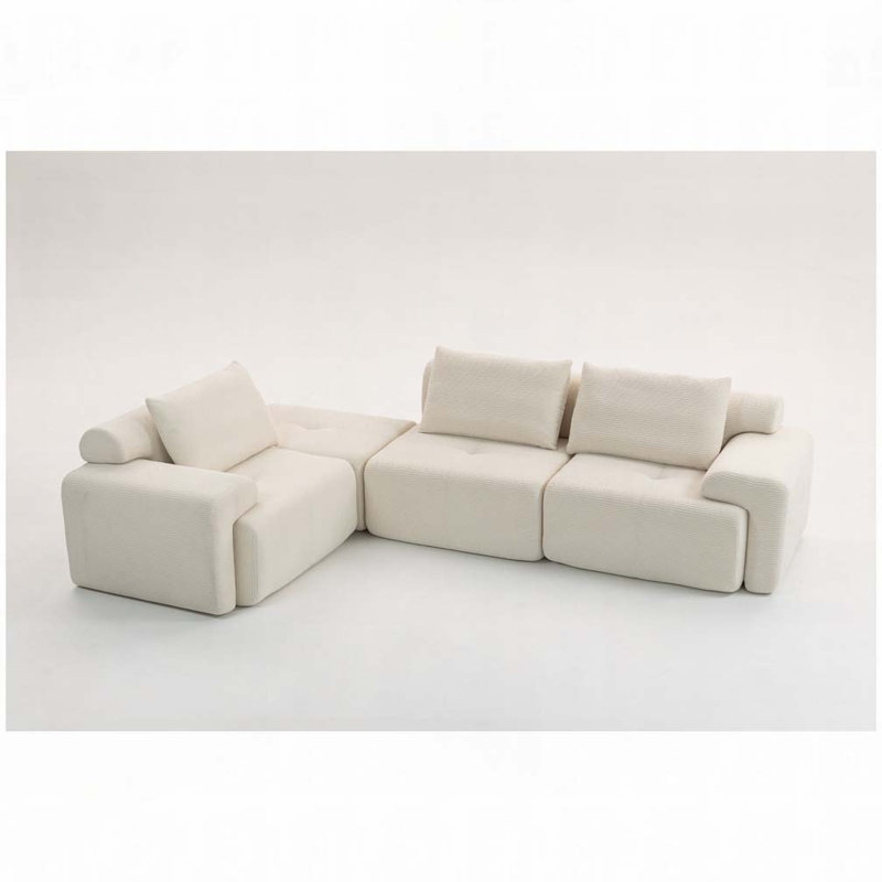 Canapé-lit convertible en tissu Corduroy, Blanc