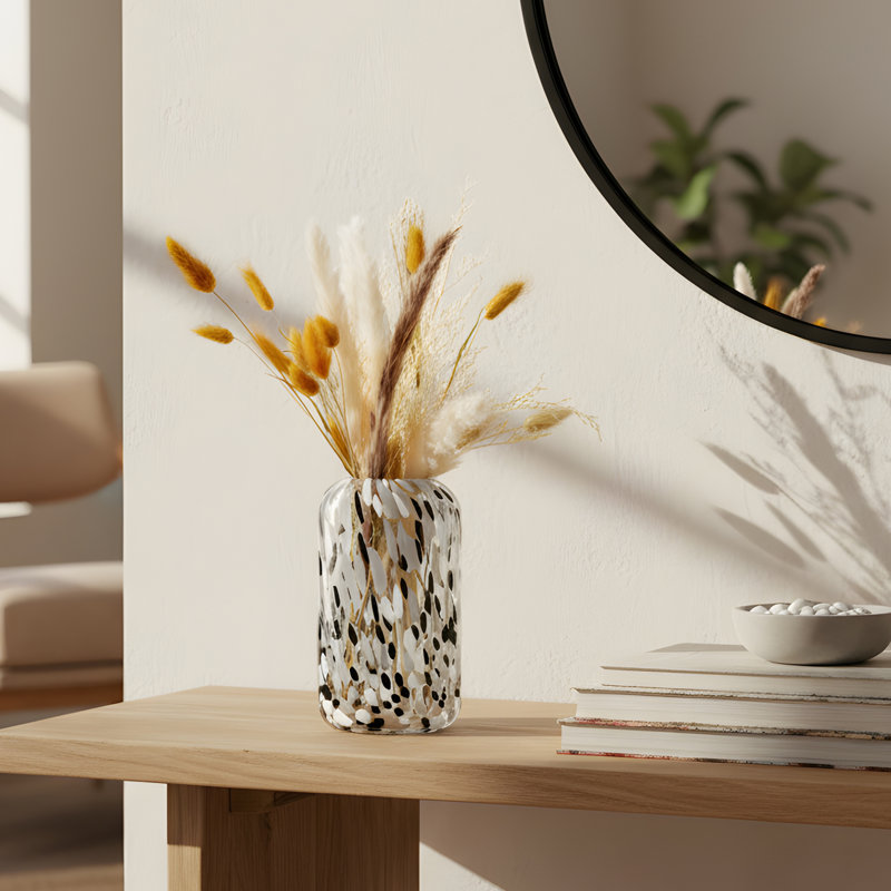 Lava Handmade Glass Table Vase, 21cm H x 12.5cm W x 12.5cm D, Charcoal