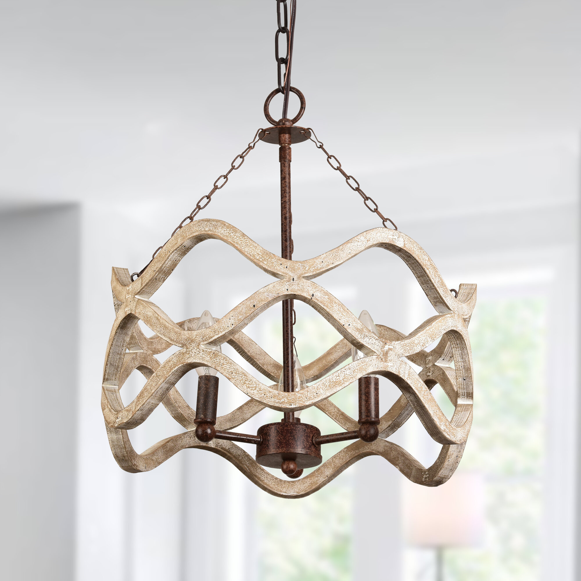 Ophelia & Co. Huitt 5 - Light Wood Dimmable Empire Chandelier & Reviews