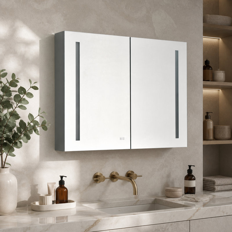 40 po L 30 po x H 30 po Grande armoire à pharmacie rectangulaire en aluminium à fixation en surface avec miroir