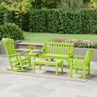 Ensemble 5 pièces de banc et chaise berçante en poly Ayling