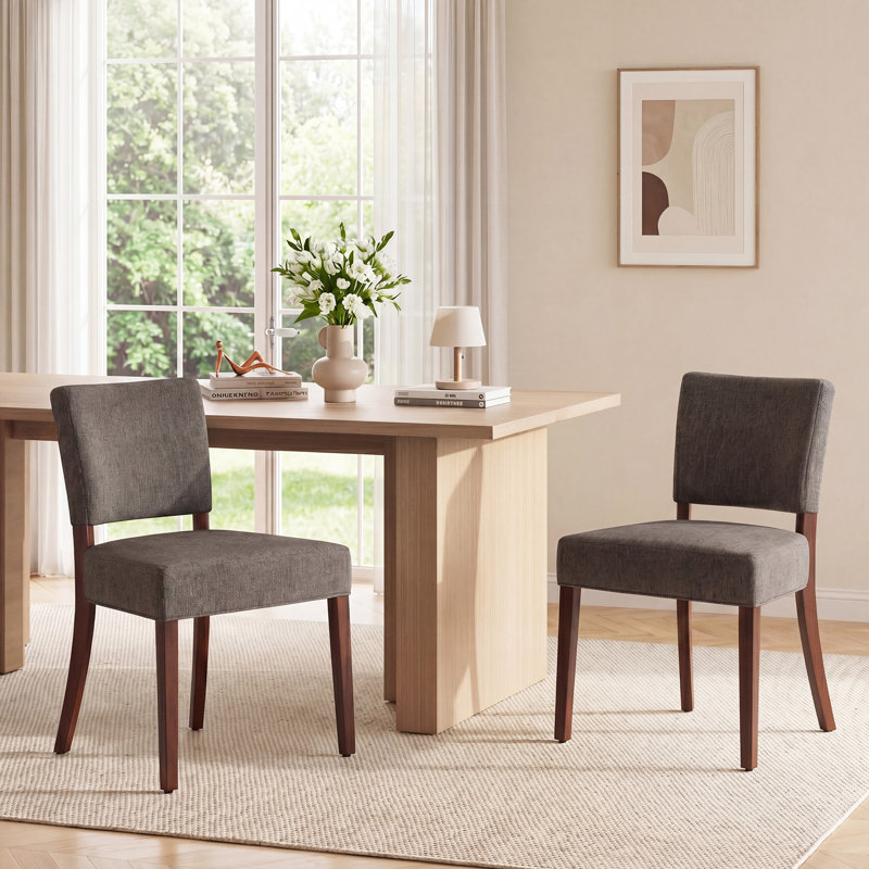 Upholstered Solid Wood Parsons Side Dining Chair, Brown