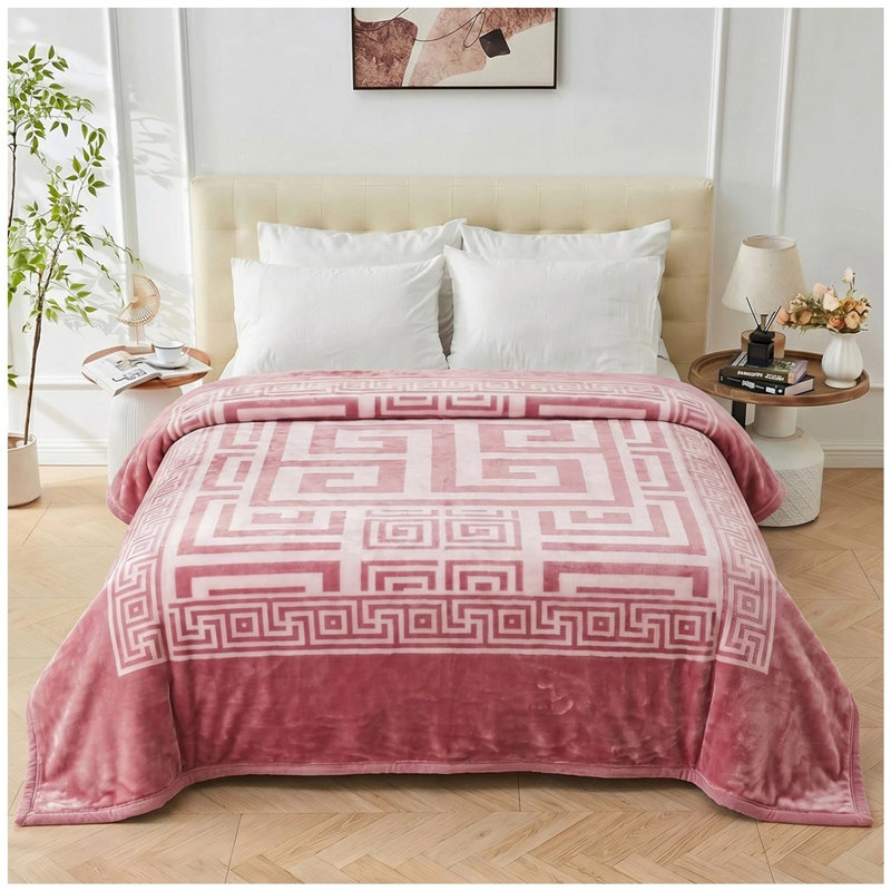 Geometric Standard Blanket, Blush Pink Geometric