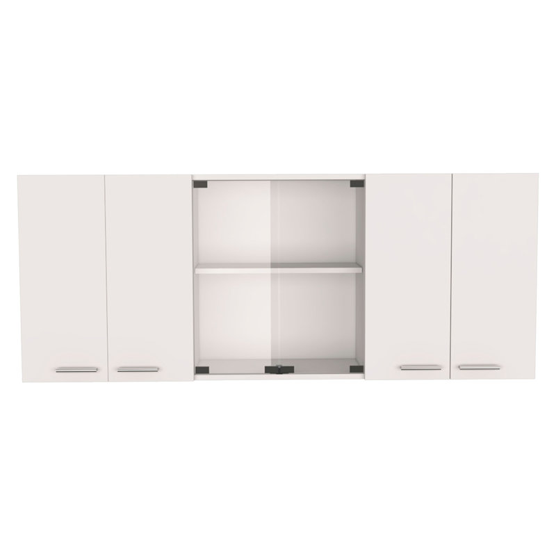 Shelton 59-inch Two Center Glass Doors Wall Cabinet, White
