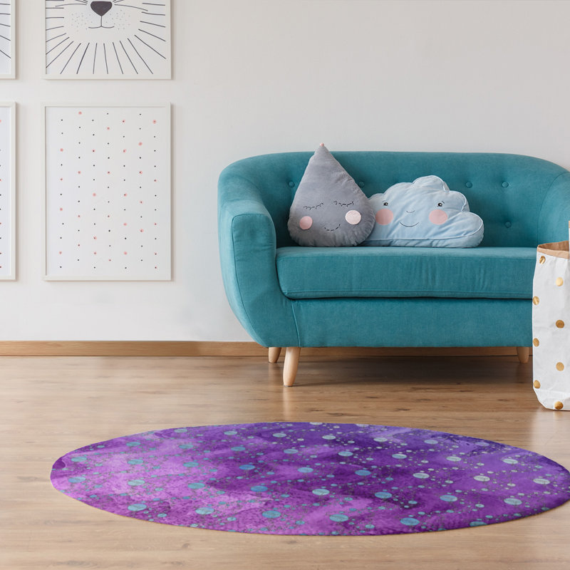 Tapis de planètes et d’étoiles orchidées/mauves, Rond 5 pi