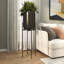Grand pot à fleurs d'intérieur en métal noir avec support amovible, 12 po x 12 po x 36 po-1191922649