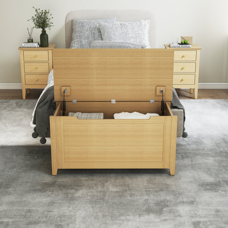 Rover Ottoman Storage Trunk, Oak-Effect Finish, Bedside Storage