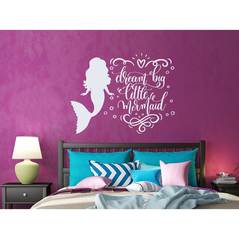 Autocollant mural Dream Big Little Mermaid, Blanc