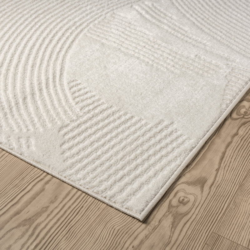Abani Oltmann Oltmann120A Neutral Brush Stroke Sandbrush Design Cream Area Rug, Rectangle 4' x 6'