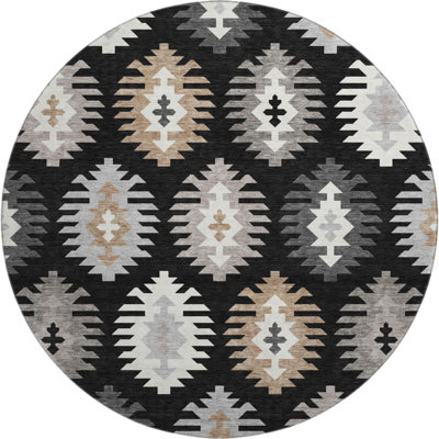 Premium Machine Washable Prisco Black Rug