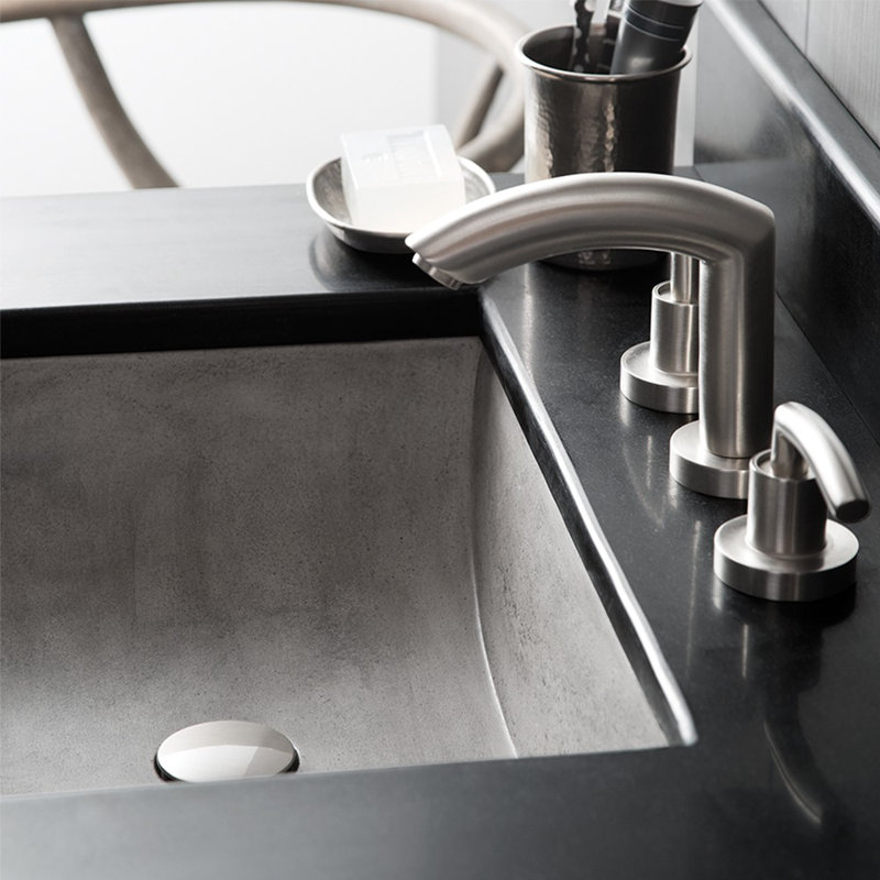 Cabrillo NativeStone Concrete Rectangular Undermount Bathroom Sink, Ash