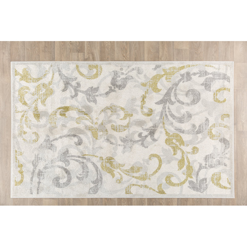Tapis ivoire / gris clair Ammundsen, Rectangle 4 pi x 6 pi
