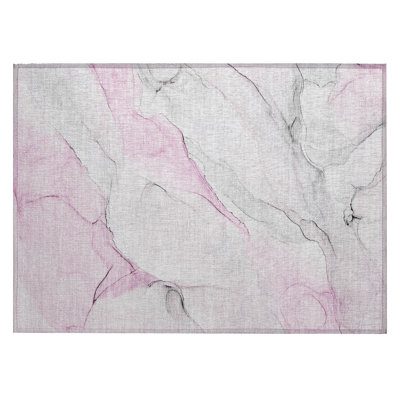 Tapis extérieur lavable antidérapant gris et rose 2 pi x 3 pi