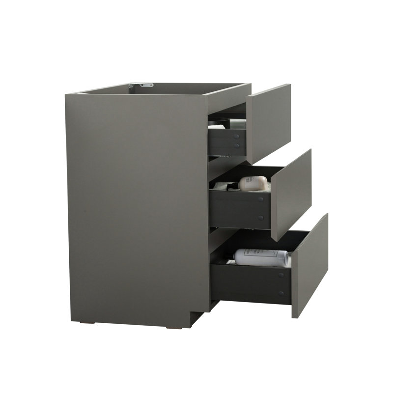 Armoire de salle de bain sans lavabo grise - 3 tiroirs, élégant et tendance-chic, rangement maximum, lisse et silencieux, gris ergonomique, tiroirs, moderne-chic,