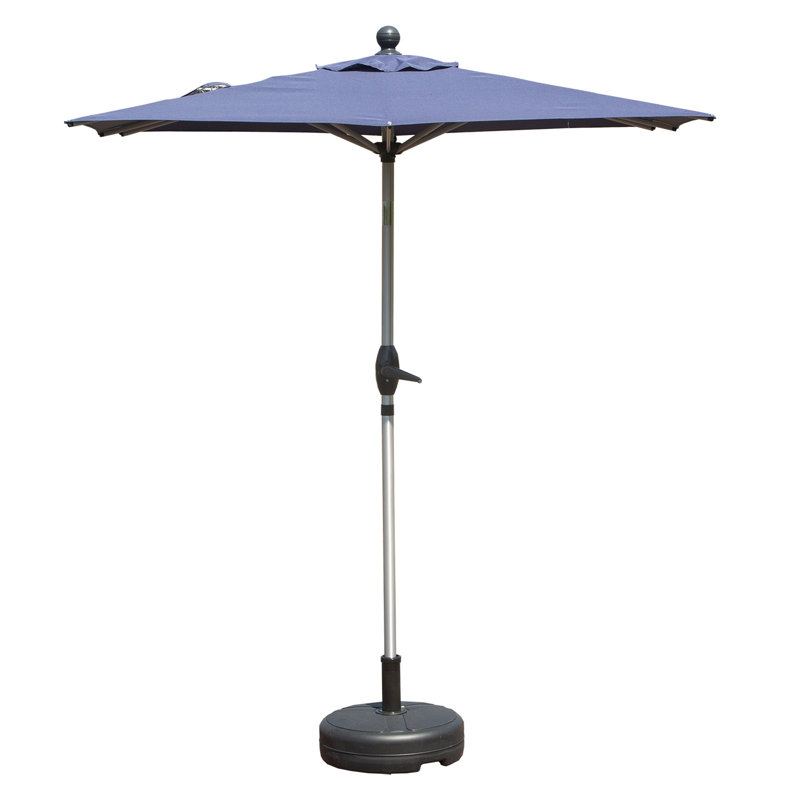 Parasol de patio rectangulaire avec fonction de levage à manivelle et d'inclinaison, bleu marine (base non incluse), Marine