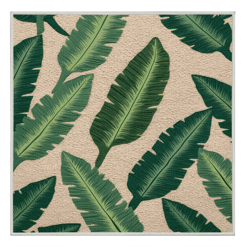  Tapis hawaïen lavable Taro Plants, Carré 4 pi